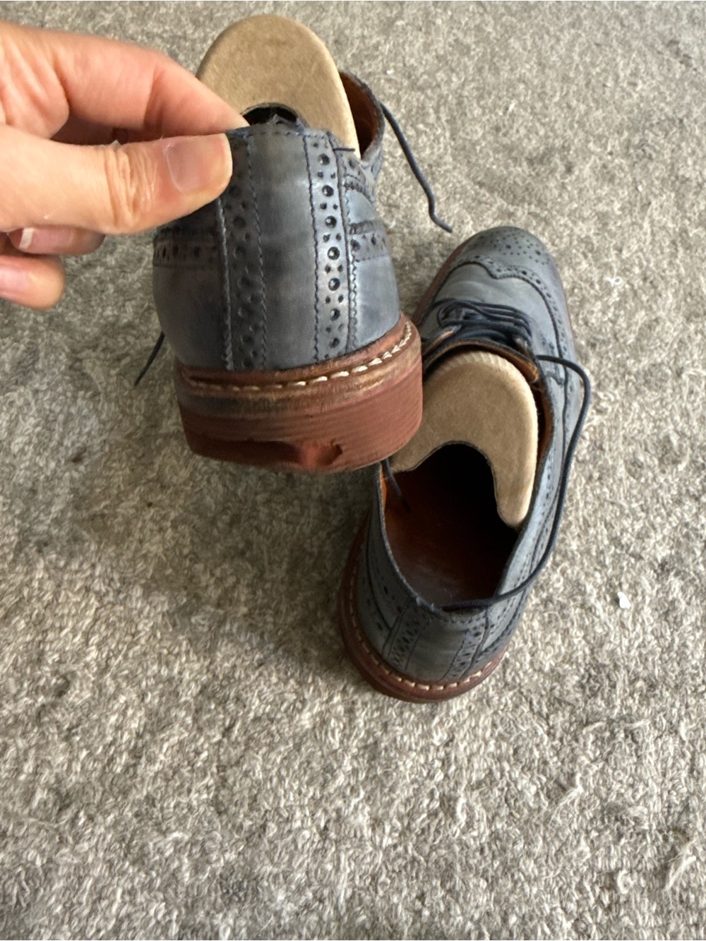Men's Wingtip Brogue Derby Shoes in Slate Blue - Picture 5 of 7